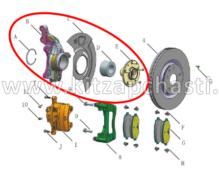 Кулак поворотный передний правый в сборе со ступицей Geely Okavango 4048107900